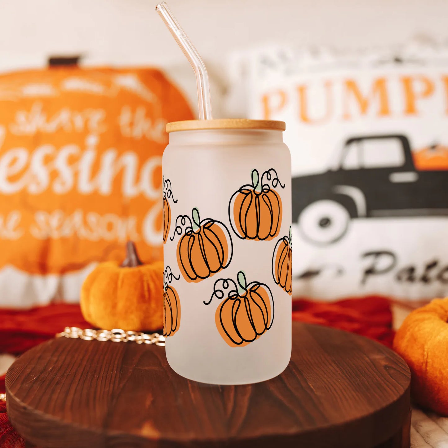 Pumpkin Spice Glass Tumbler | 16oz
