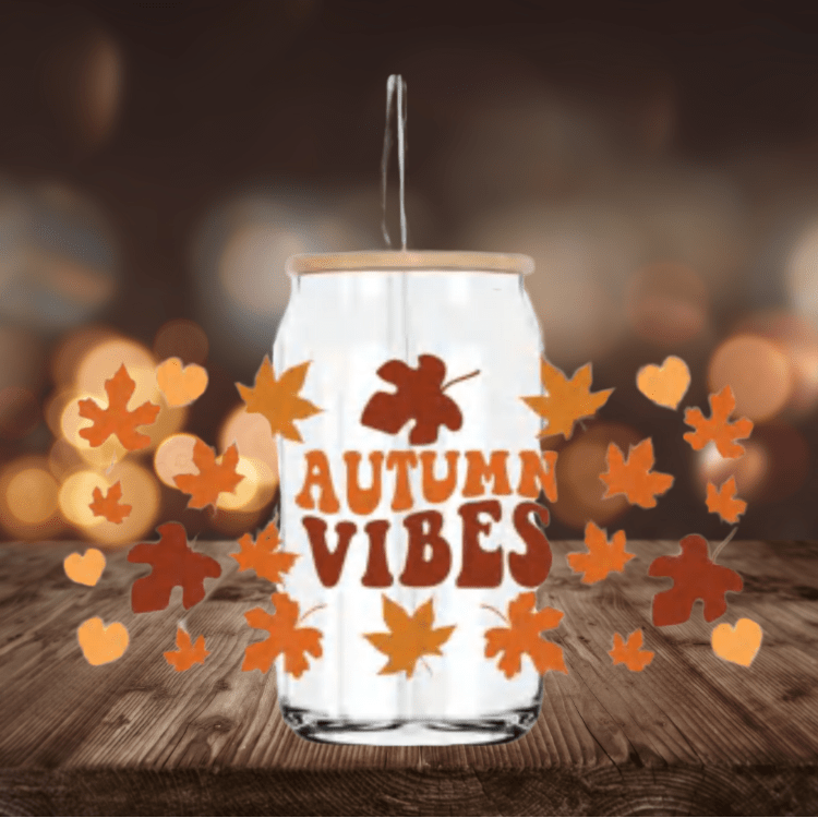 Autumn Vibes Glass Tumbler | 16 oz